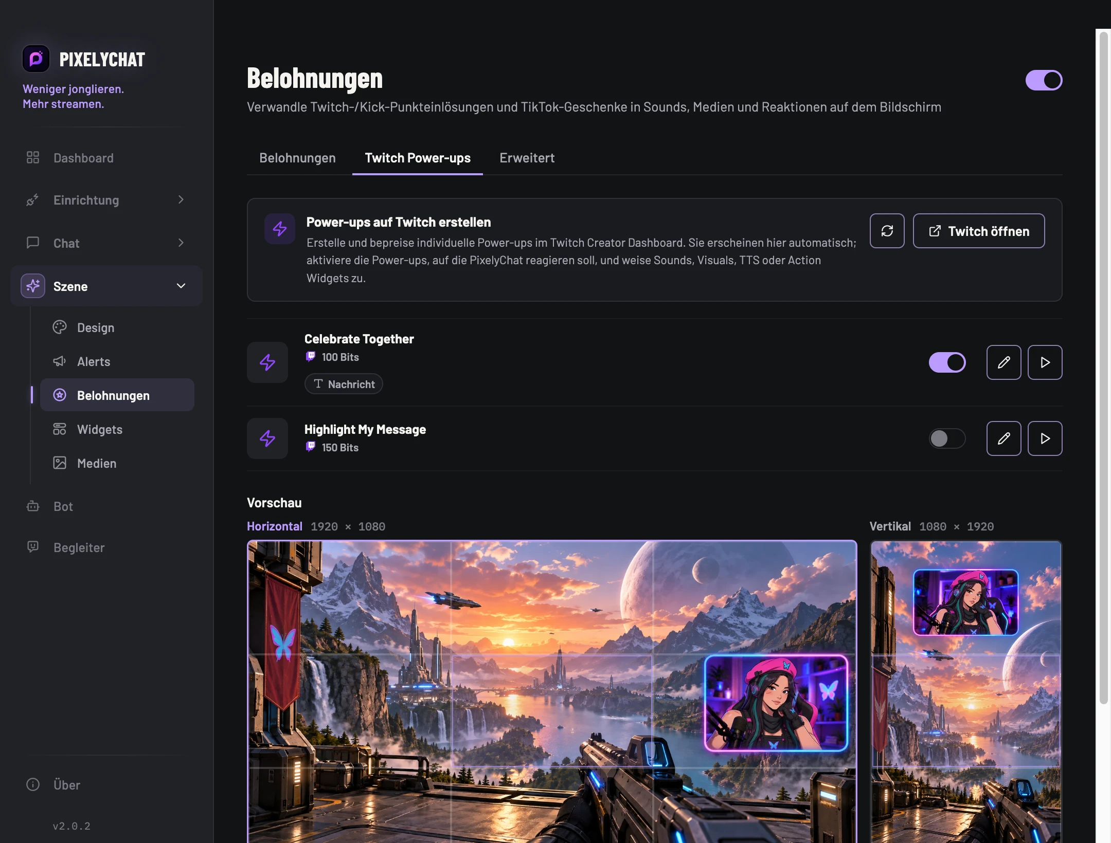 Twitch-Power-Ups-Einstellungen