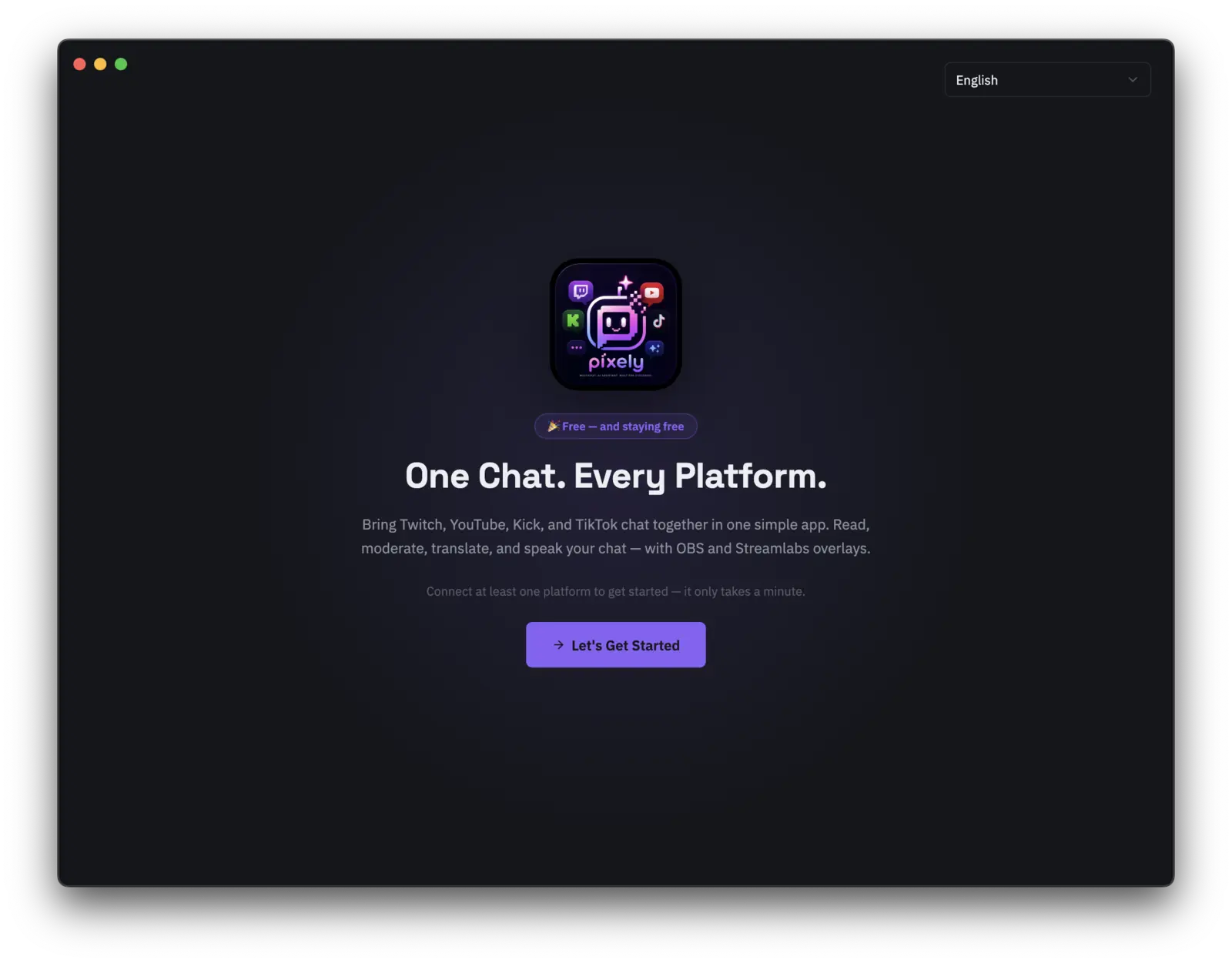 PixelyChat-Willkommensbildschirm