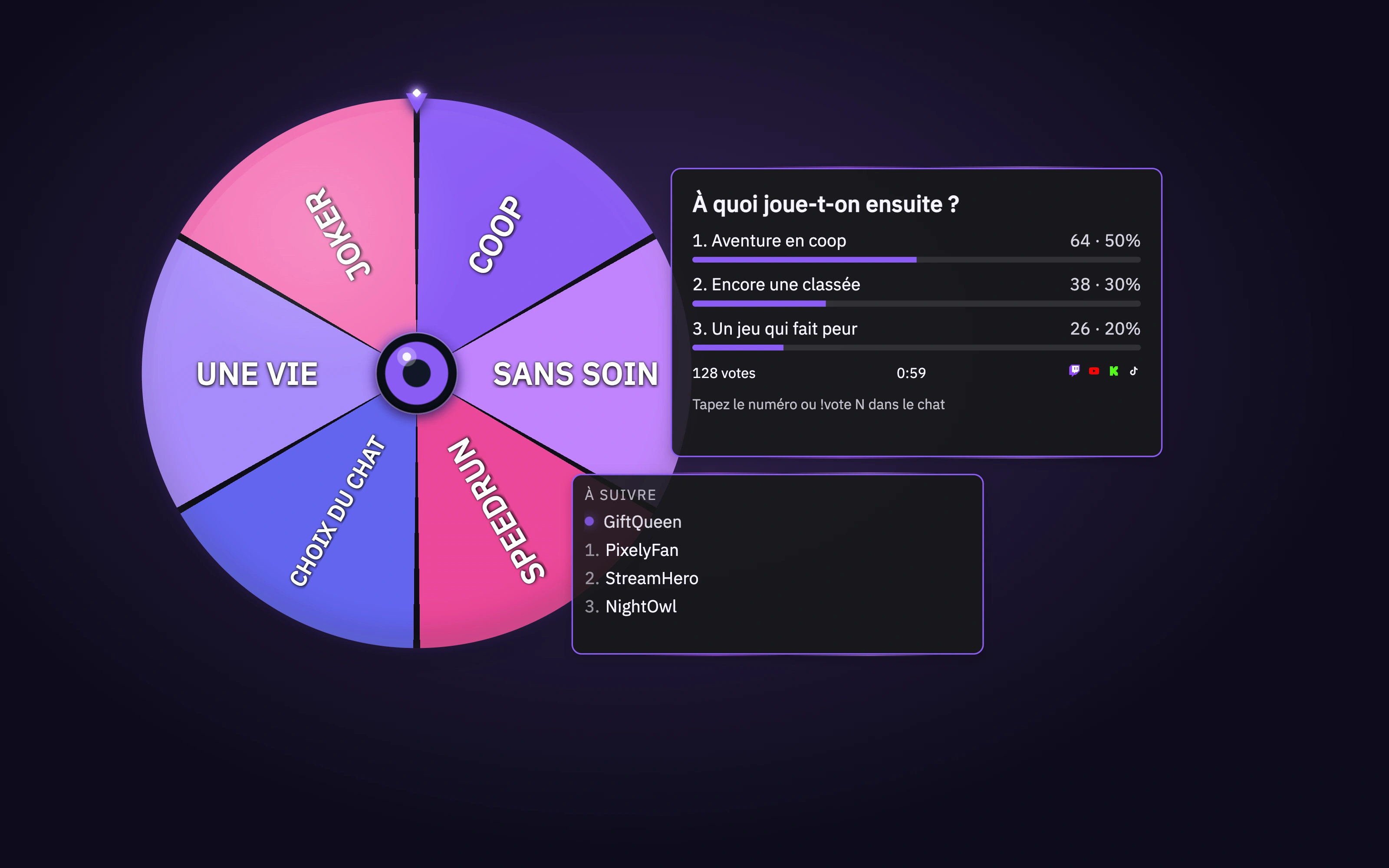Roue, sondage et file de jeu : trois façons de faire participer votre public.