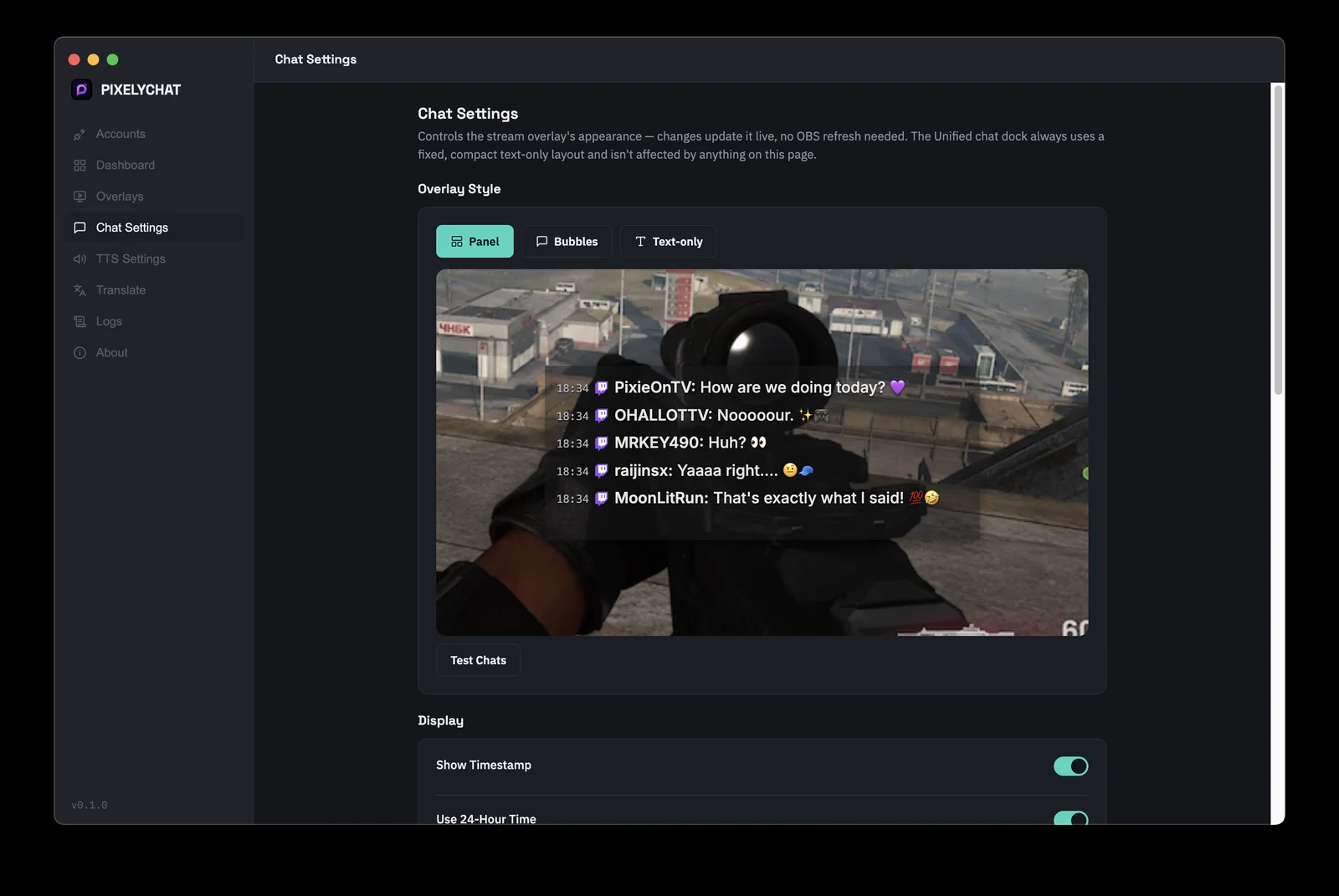 Chat Settings Interface