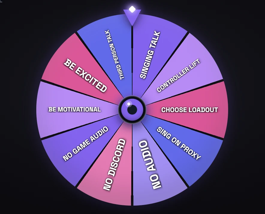 PixelyChat Spin Wheel action widget with an interactive transparent wheel for stream challenges and viewer triggers
